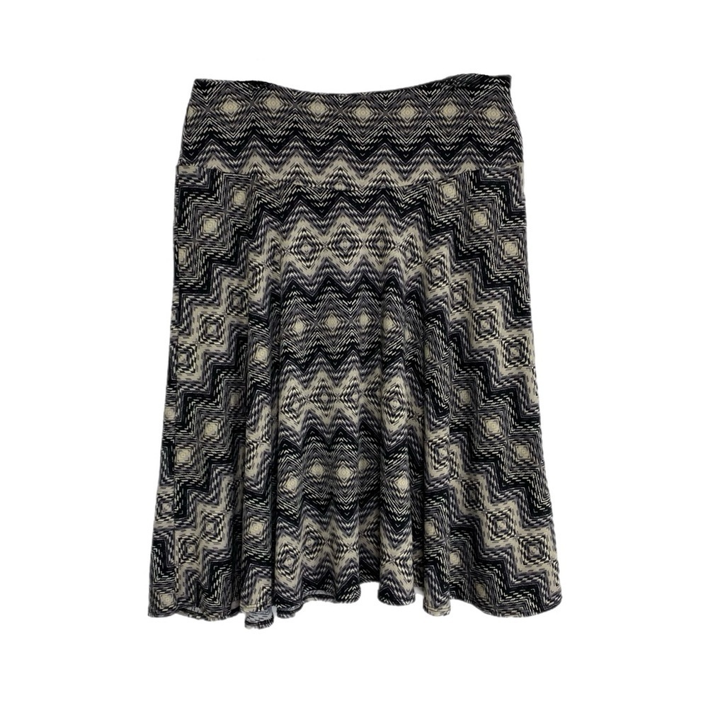 Ashley Blue Chevron Triangle Print Beige Black Stretch Drop Waist Skirt